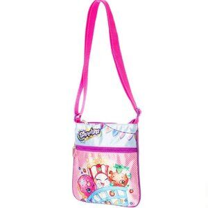 Shopkins Crossbody Bag Kids Pink Passport Purse with Zipper Pockets